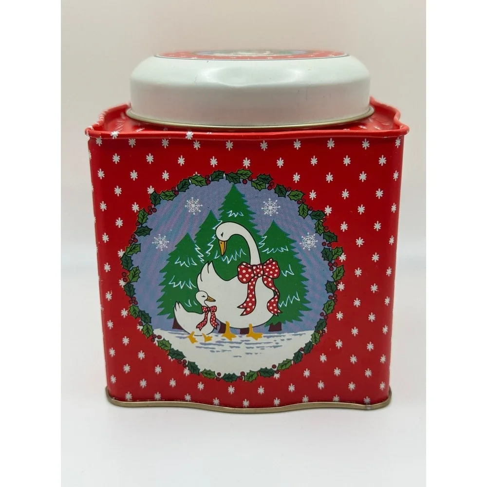 Christmas Goose Tin Red Snowflake Christmas Holiday Winter Decor Cottagecore